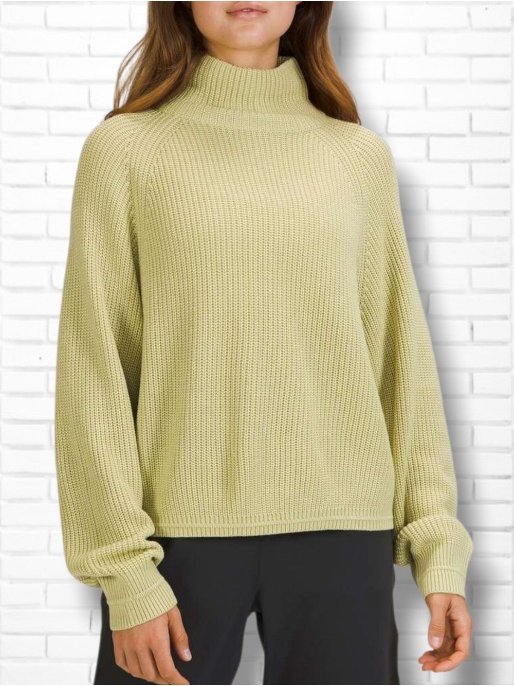 Lululemon Ribbed Turtleneck Long Sleeve Knit Sweater In Dew Green Size M/L